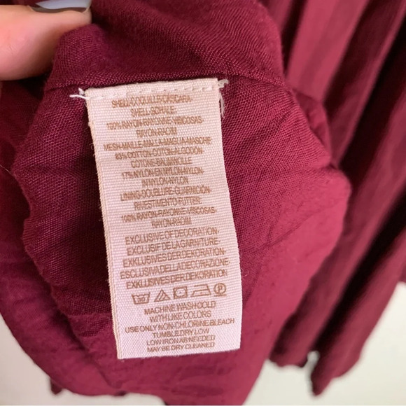 Free People Mohave Embroidered Mini Dress Maroon Sz XS - Picture 7 of 7